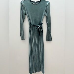 Girls Mayoral Velvet Jumpsuit Romper Teal Shimmer Shiny Sz 14 One Piece Holiday